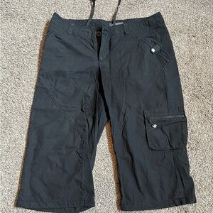 Ladies Eddie Bauer Sport Black Capri Cargo Pants Great Condition Pockets Sz 12